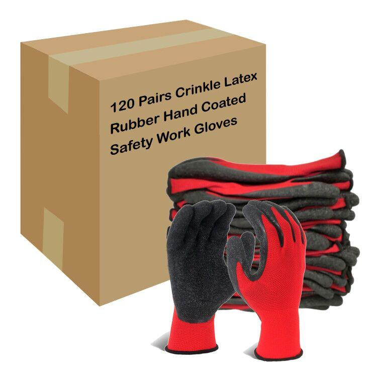 Evridwear Crinkle Latex Rubber Hand Coated Safety Work Gloves for Men Women  General Multi Use Construction Warehouse Gardening Assembly Landscaping