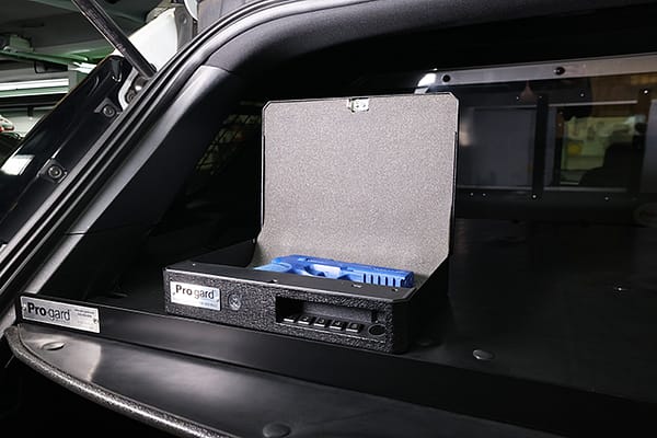 Handgun Locker opened mounted to a Cargo Security Cover